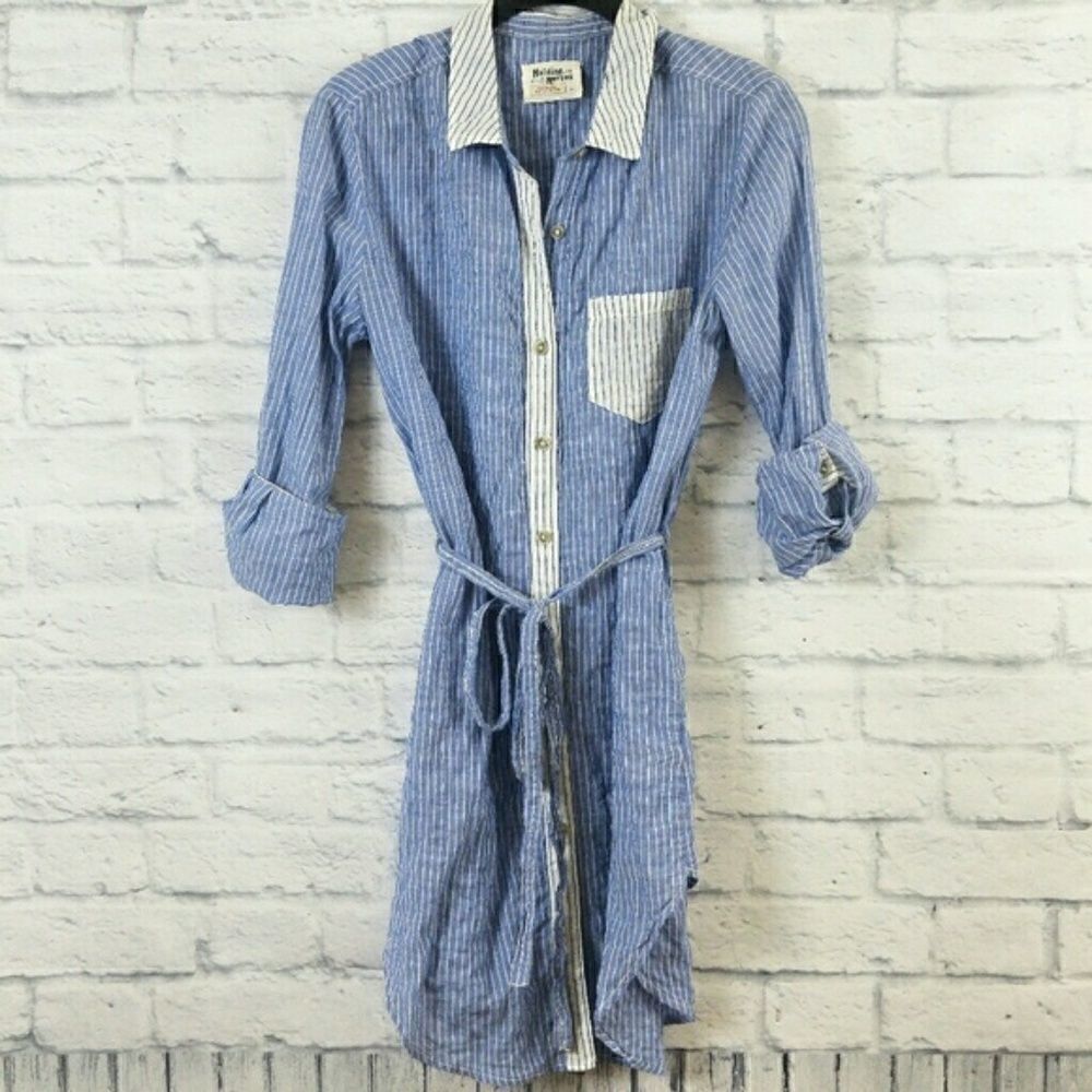 Anthropologie Shirt Tunic Top Stripe XS Blue White - Picture 3 of 6